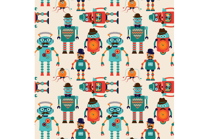 retro-robots-seamless-pattern-vintage-hipster-background-for-kids