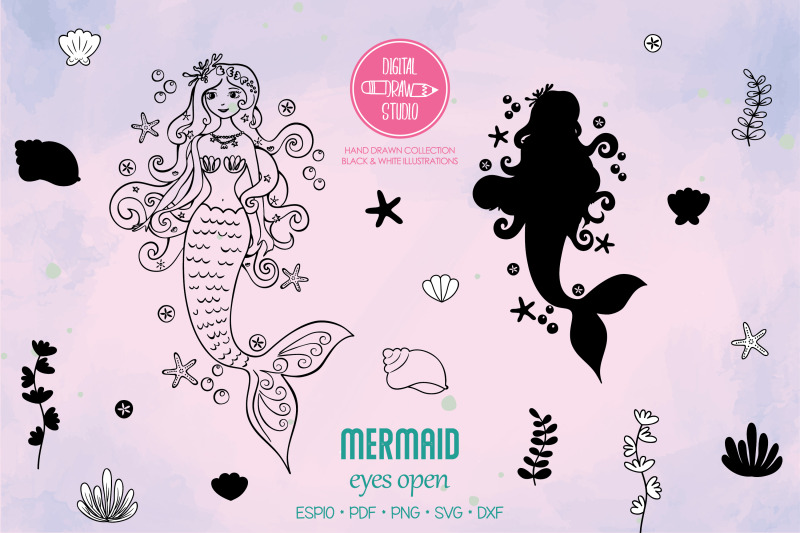 mermaid-eyes-opened-sea-princess-sea-shell-aquatic-plants