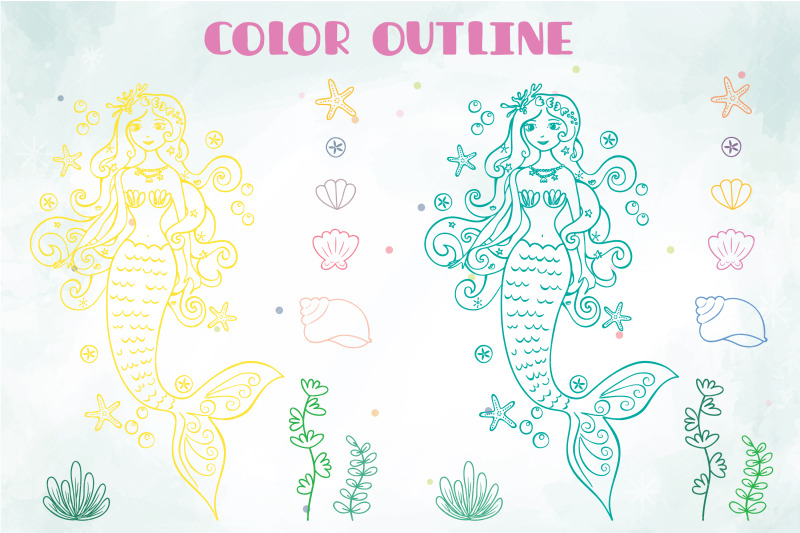 colored-mermaid-eyes-opened-princess-sea-shell-aquatic-plants