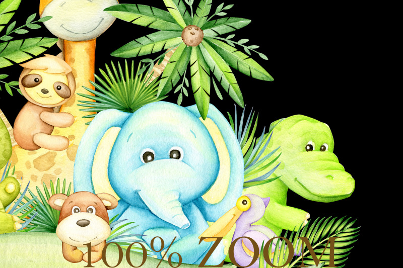 jungle-watercolor-clip-art-safari-animal-woodland-animals-kids-subl