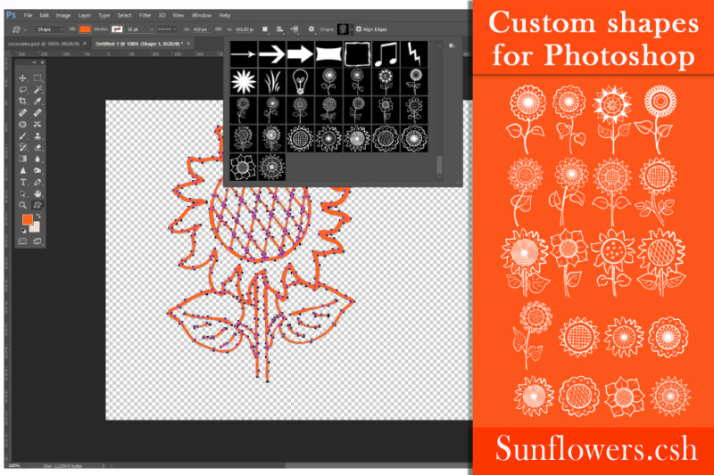 stylized-sunflowers-custom-shapes-for-photoshop