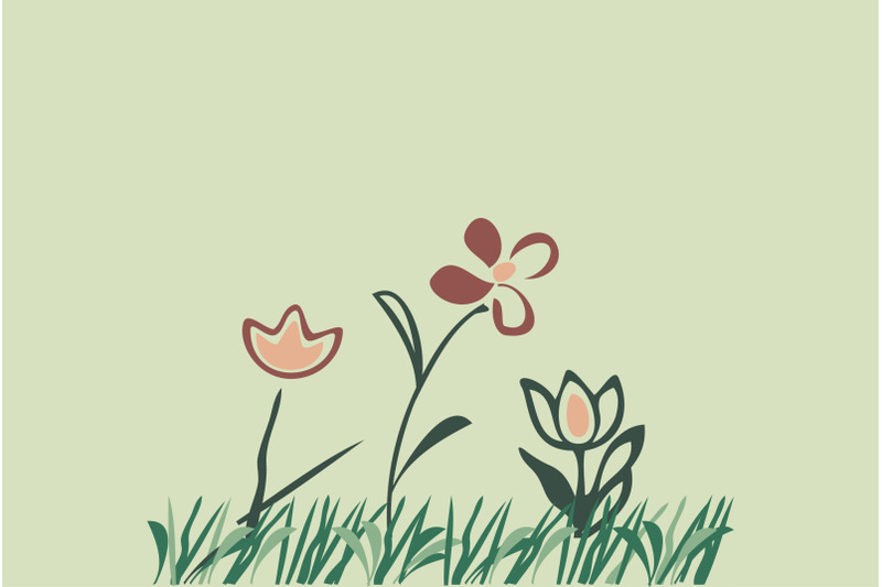 simple-three-tulip-flowers-and-green-grass-isolated-on-white-backgroun