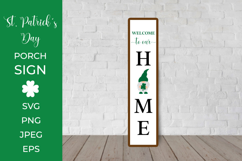 st-patricks-day-gnome-welcome-vertical-porch-sign-svg