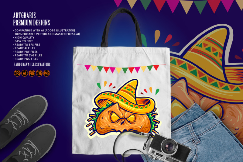 scary-delicious-tacos-restaurant-mascot-illustration