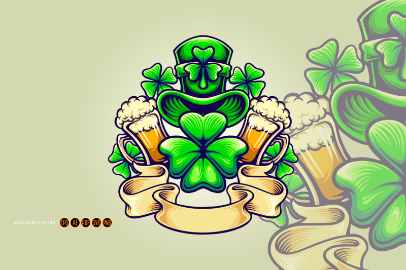 st-patricks-hat-beer-day-vintage-banner-illustration