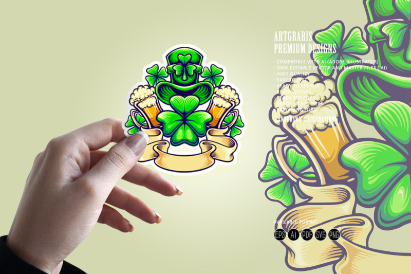 st-patricks-hat-beer-day-vintage-banner-illustration