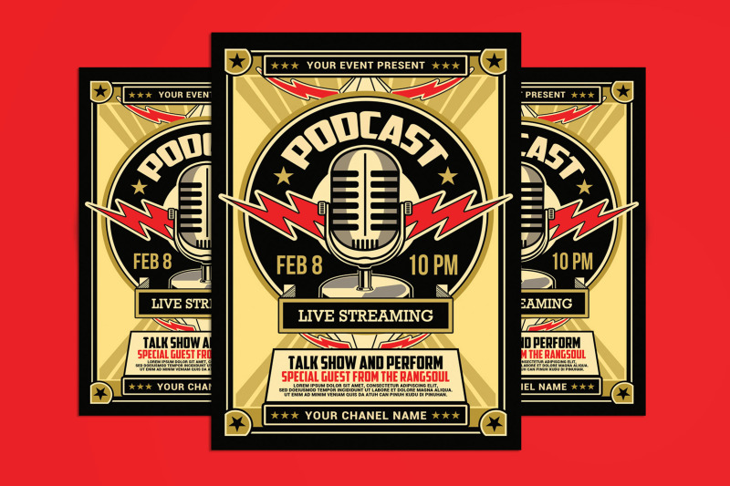 retro-podcast-live-streaming-flyer