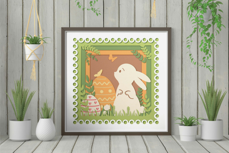 Easter bunny 3D Shadow Box SVG, Layered papercut By MaryMykh