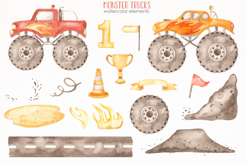 monster-trucks-watercolor