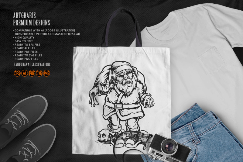 monochrome-santa-claus-zombie-merry-christmas