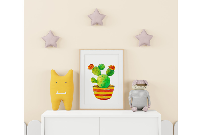 cactus-watercolor-hand-painted-clipart-succulent-elements