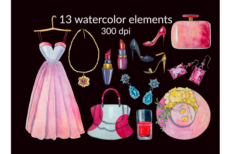 fashion-watercolor-hand-painted-clipart