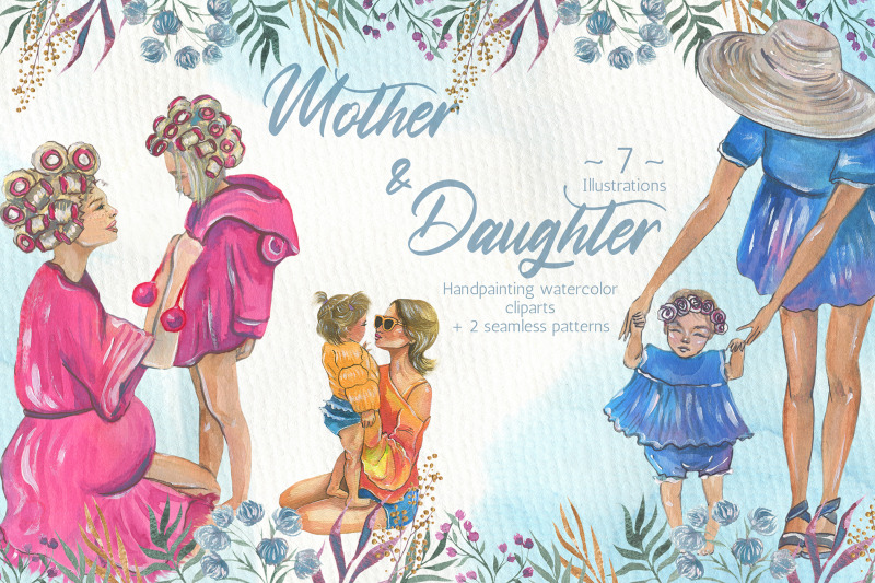 mother-and-daughter-clipart-watercolor-illustration