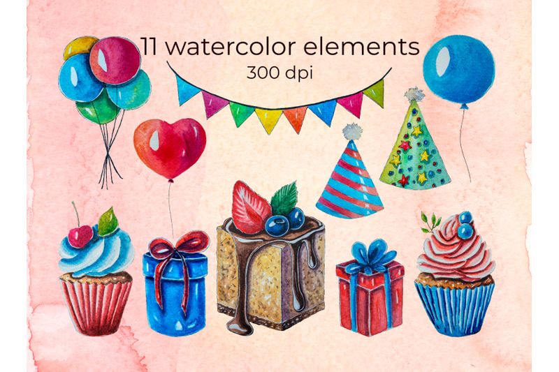 birthday-watercolor-hand-painted-clipart