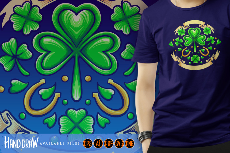 st-patricks-clover-day-with-vintage-ribbon-svg