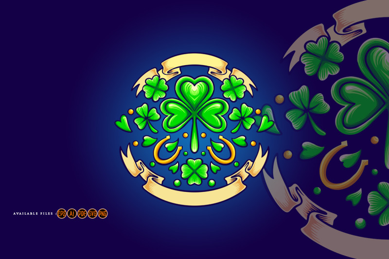 st-patricks-clover-day-with-vintage-ribbon-svg