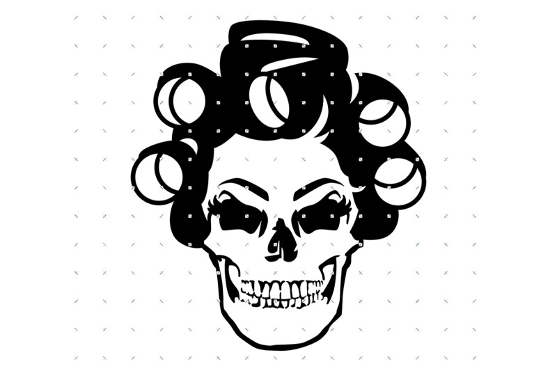 skull-with-hair-curlers-svg