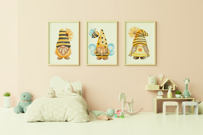 bee-gnome-watercolor-clipart-bundle