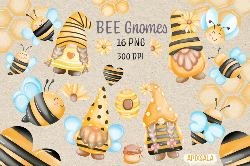 bee-gnome-watercolor-clipart-bundle