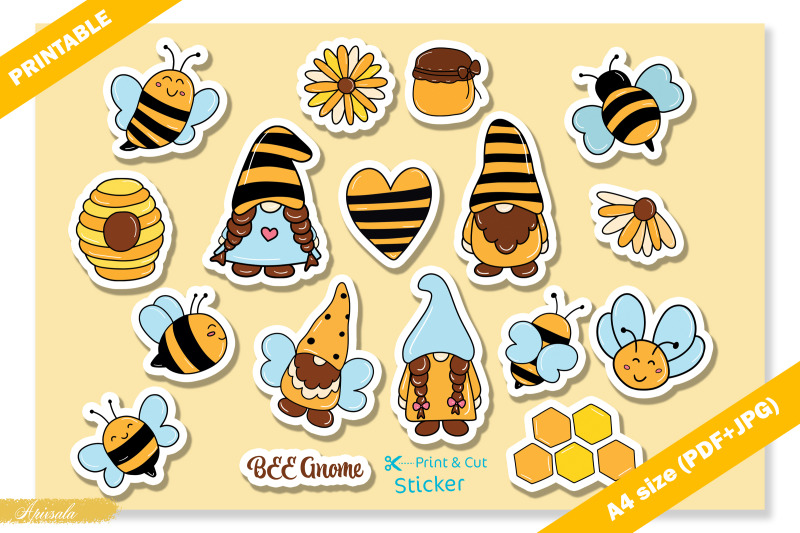 cute-bee-gnome-printable-sticker