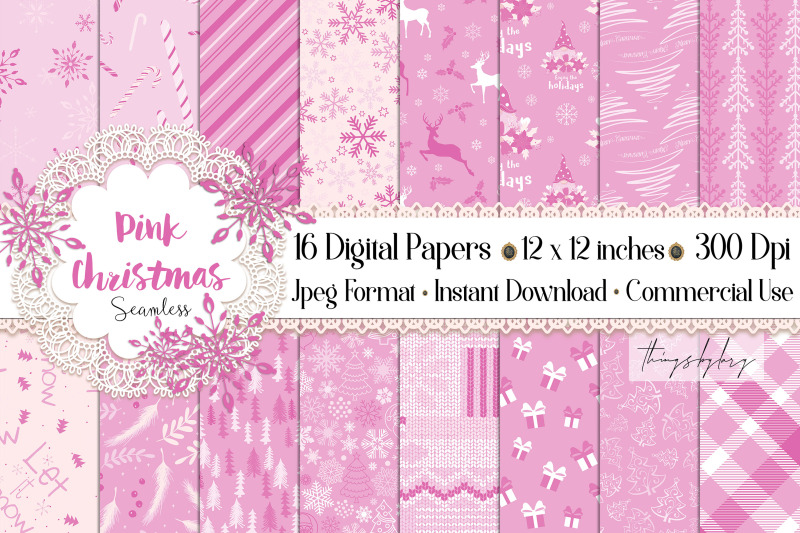 16-seamless-pink-christmas-digital-papers