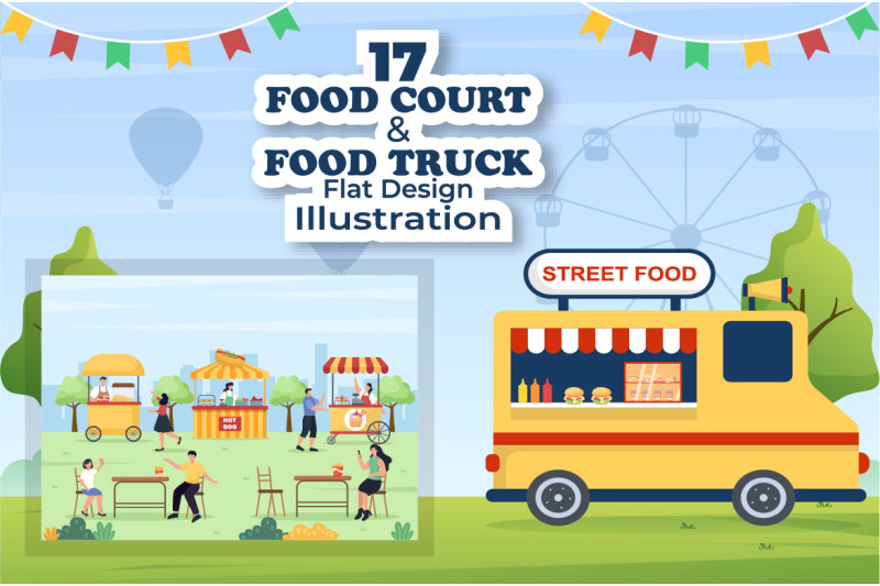 17-food-court-and-food-truck-flat-design-illustration