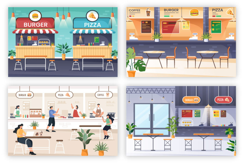 17-food-court-and-food-truck-flat-design-illustration