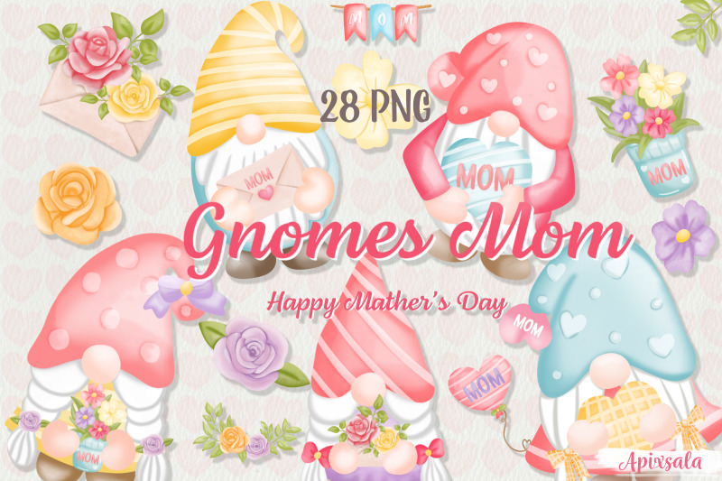 gnome-mom-amp-spring-watercolor-clipart-bundle