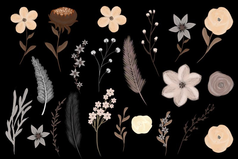 flower-flowers-boho-bundle-png-set-watercolor-clipart