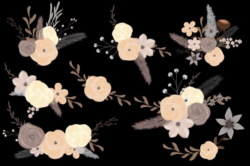 flower-flowers-boho-bundle-png-set-watercolor-clipart