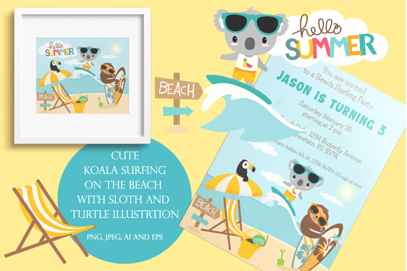 koala-surfing-on-the-beach-clipart