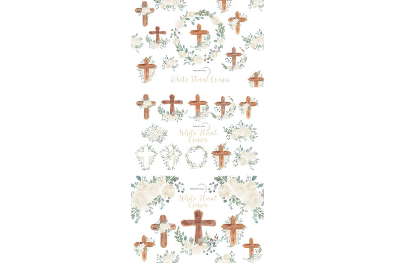 white-floral-easter-cross-clipart-greenery-floral