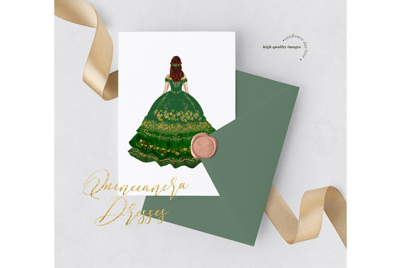 green-floral-quinceaera-clipart-emerald-green-quinceaera