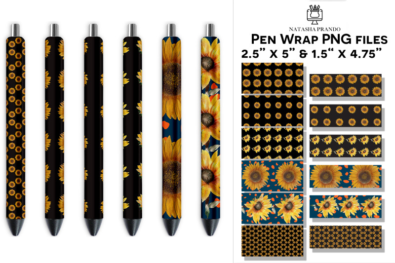 sunflower-pen-wrap-pen-wrap-png