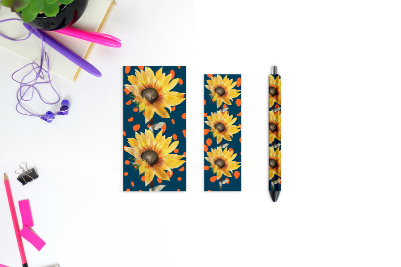 sunflower-pen-wrap-pen-wrap-png