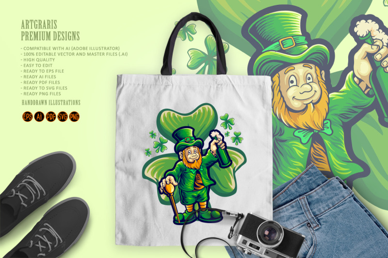 st-patricks-day-with-clover-leaf-background-svg