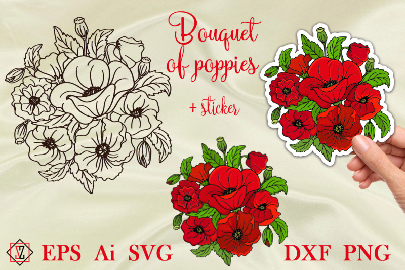 bouquet-of-poppies-sticker-svg