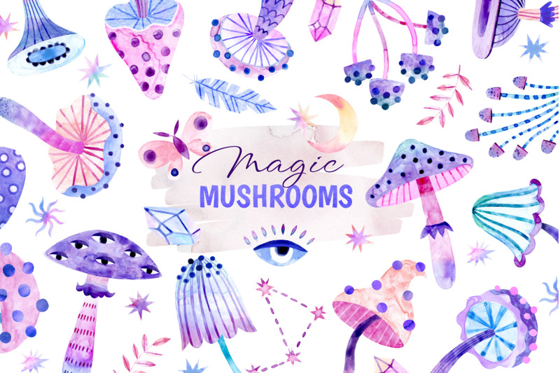 watercolor-magic-mushrooms