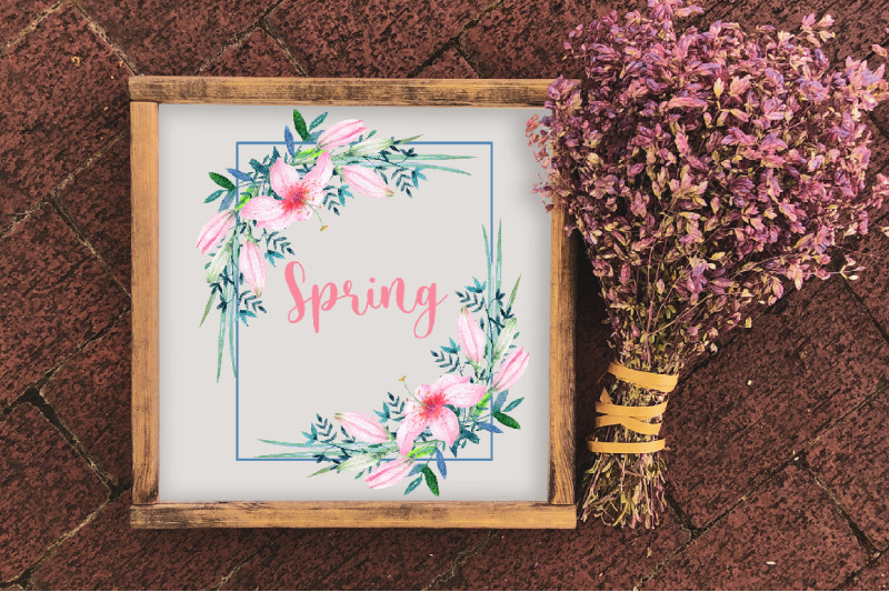 spring-flowers-clipart-watercolor-lily-frame-png