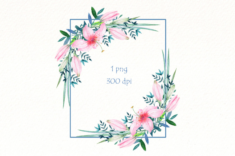 spring-flowers-clipart-watercolor-lily-frame-png