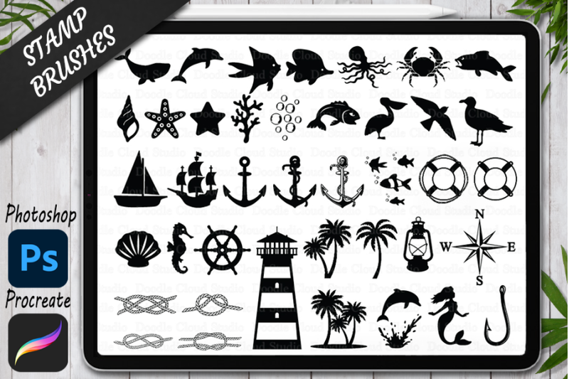 nautical-stamps-brushes-for-procreate-and-photoshop-nautical-theme