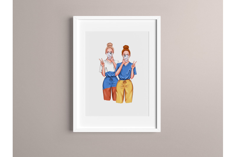 selfie-russian-and-ukrainian-girls-nurses-clipart-2-png