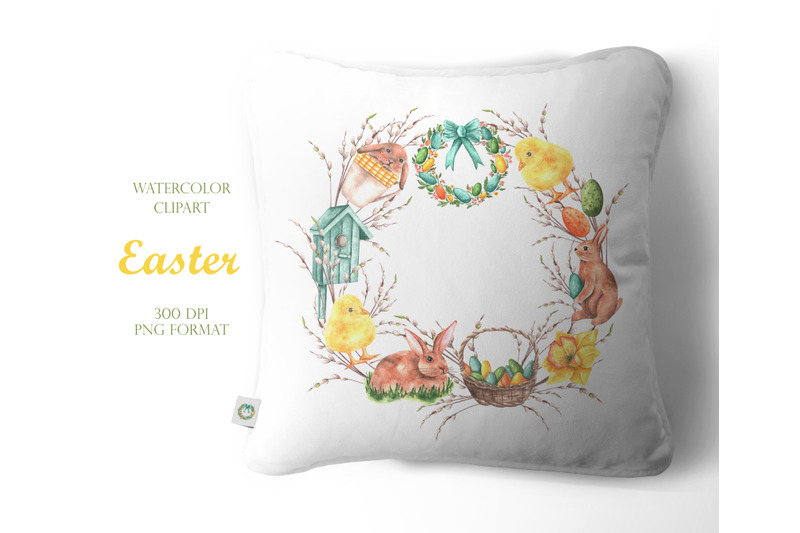 easter-watercolor-clipart-wreath-frame-border-happy-easter-print