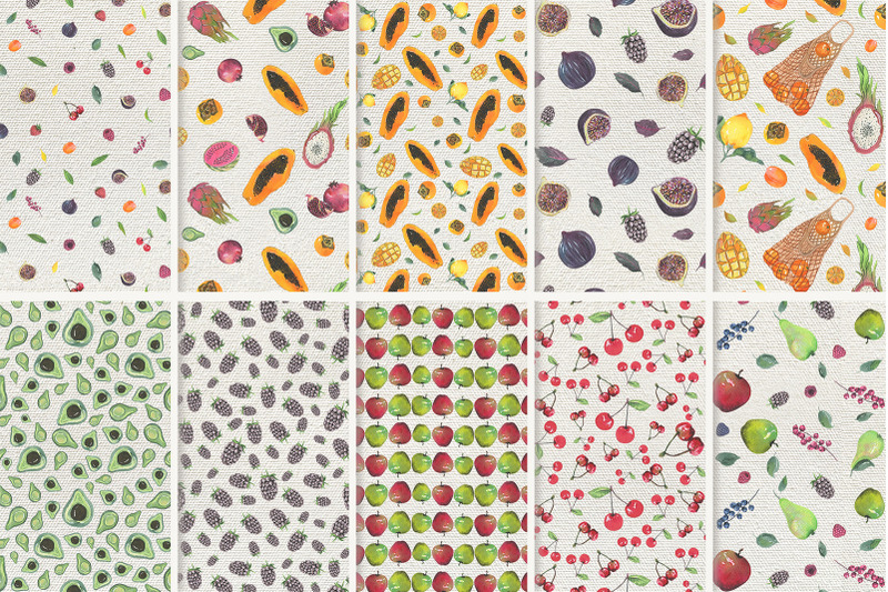 watercolor-fruits-seamless-patterns
