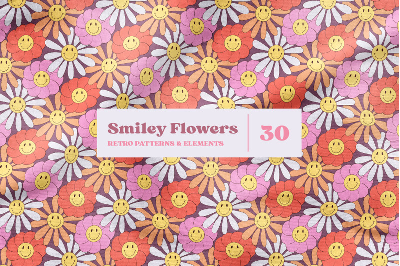 smiley-flowers-retro-seamless-patterns