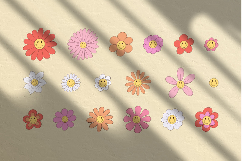 smiley-flowers-retro-seamless-patterns