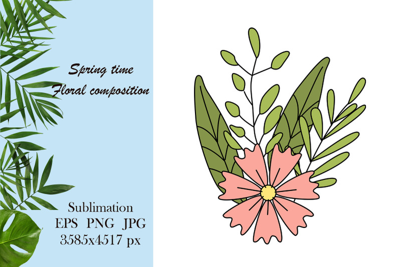 spring-illustration-floral-composition-sublimation-png