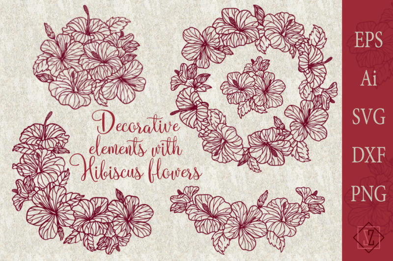 decorative-elements-with-hibiscus-flowers-svg