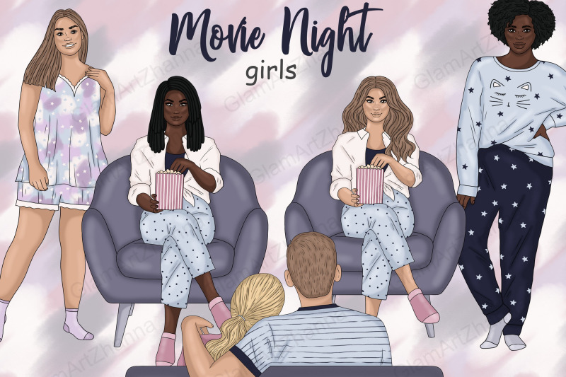 movie-night-girls-clipart