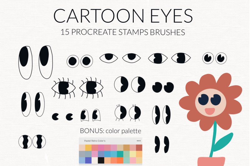 cartoon-eyes-procreate-stamp-brushes-retro-cartoon-brushes-for-procre
